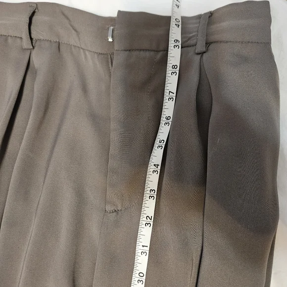 Tan Dress Pants with Wide-Leg Design and Pleated Front - Picture 9 of 15